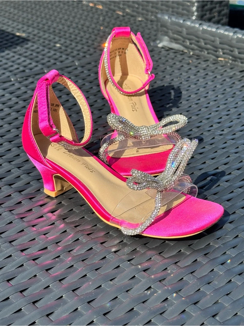Dream Pairs Hot Pink Rhinestone Ankle-Strap Heeled Sandal